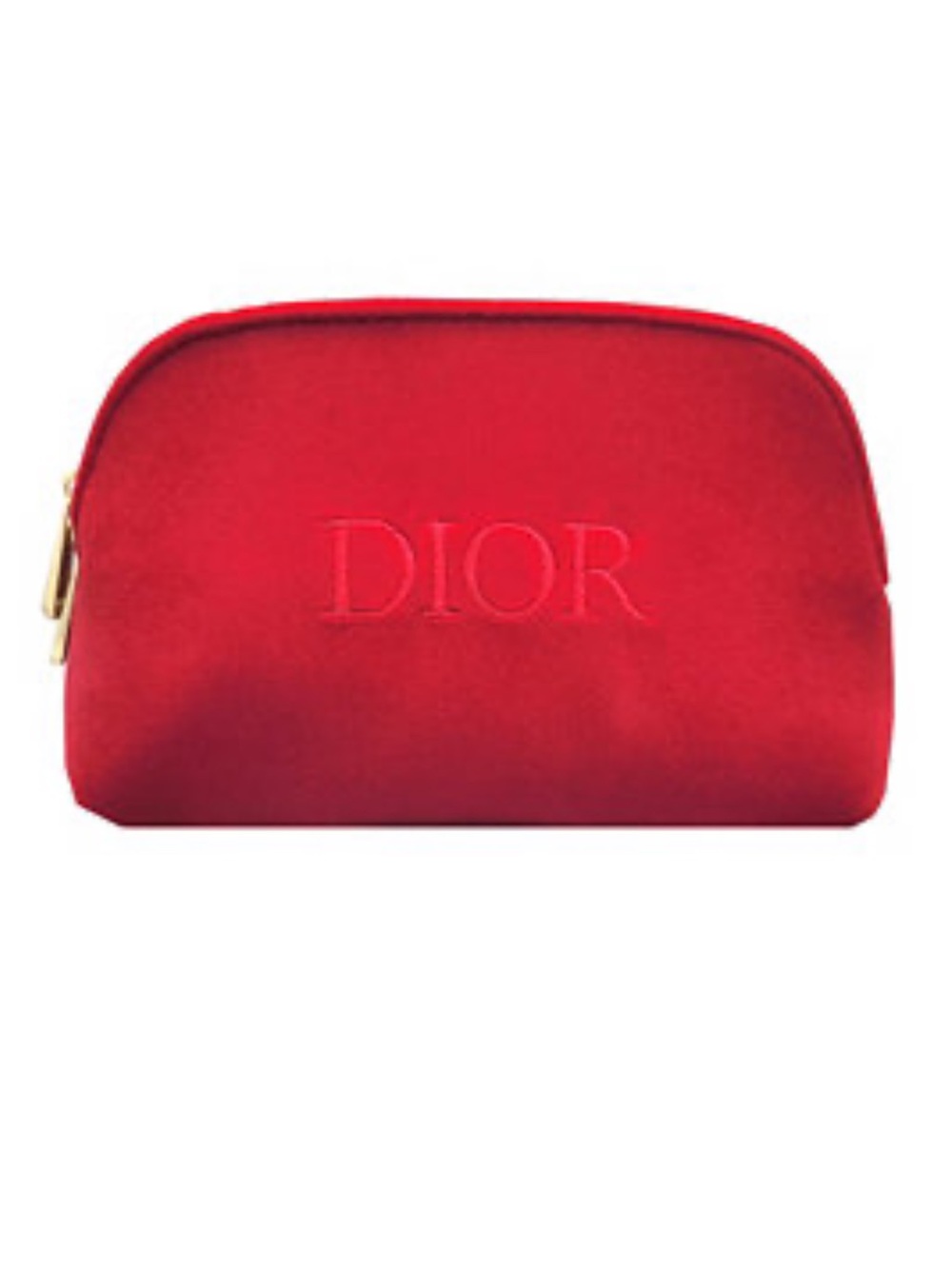 Dior Red Embossed Logo Cosmetic Pouch with Gold Zipper